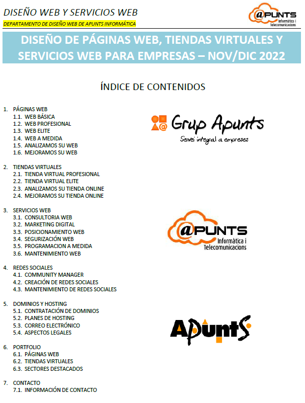 Ofertas Diseño web y Servicios web