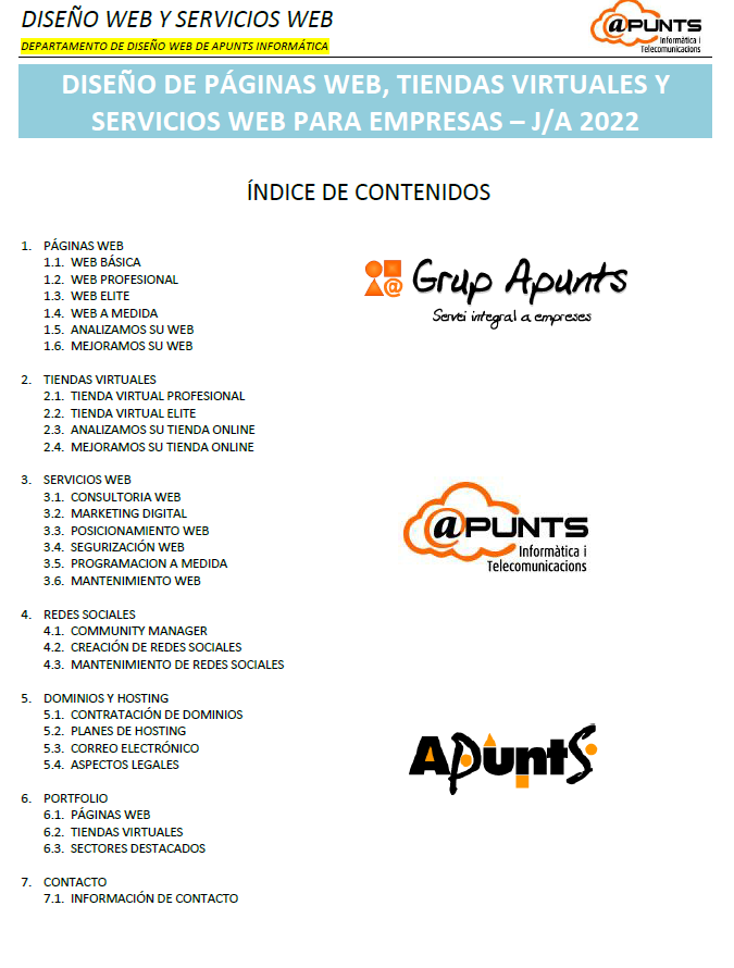 Ofertas Diseño web y Servicios web
