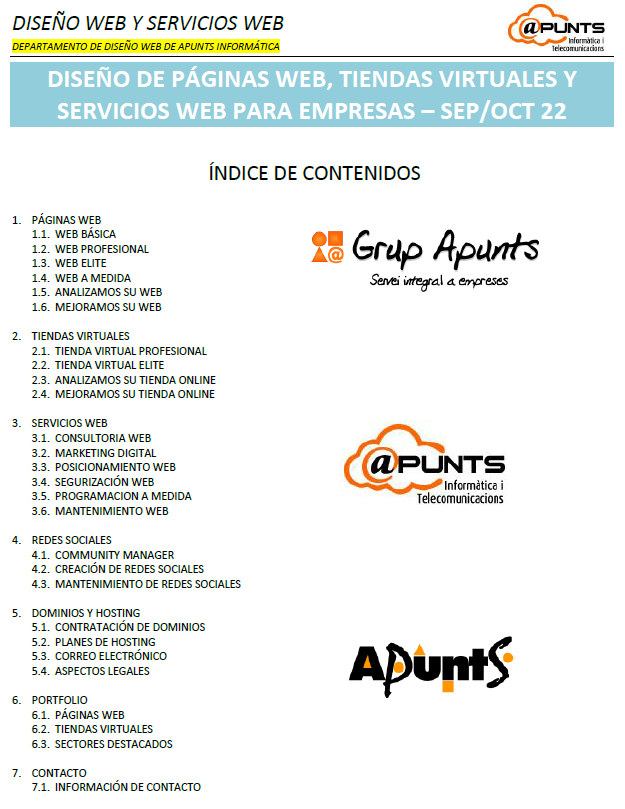 Ofertas Diseño web y Servicios web